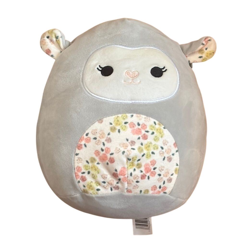 Squishmallows 12” Floral Lamb Plush Stuffed Animal Gray Easter Spring Cute